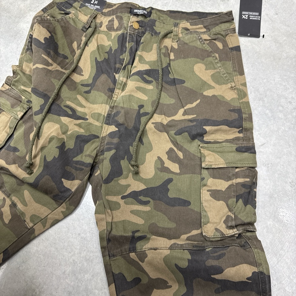 Camo Cargo Jogger Pants - Olive Green Camouflage - Picture 3 of 4